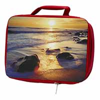 Secluded Sunset Beach Insulated Red School Lunch Box/Picnic Bag