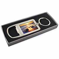 Secluded Sunset Beach Chrome Metal Bottle Opener Keyring in Box Gift Idea