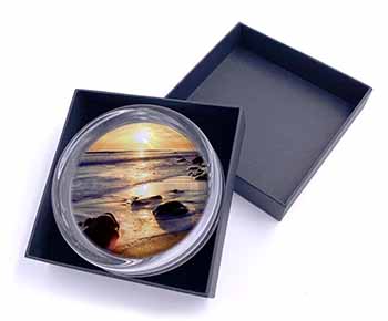 Secluded Sunset Beach Glass Paperweight in Gift Box Christmas Present