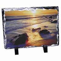 Secluded Sunset Beach Photo Slate Christmas Gift Ornament