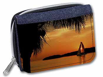 Sunset Sailing Yacht Unisex Denim Purse Wallet