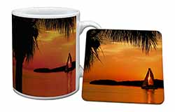 Sunset Sailing Yacht Mug and Coaster Set