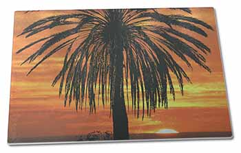 Large Glass Cutting Chopping Board Tropical Palm Sunset