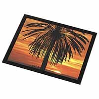 Tropical Palm Sunset Black Rim High Quality Glass Placemat