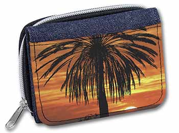 Tropical Palm Sunset Unisex Denim Purse Wallet