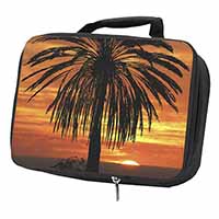 Tropical Palm Sunset Black Insulated School Lunch Box/Picnic Bag