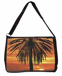 Tropical Palm Sunset Large Black Laptop Shoulder Bag School/College