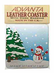 Snow Man Single Leather Photo Coaster