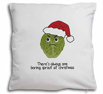 Christmas Grumpy Sprout Soft White Velvet Feel Scatter Cushion