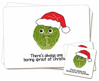 Christmas Grumpy Sprout Twin 2x Placemats and 2x Coasters Set in Gift Box