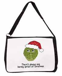 Christmas Grumpy Sprout Large Black Laptop Shoulder Bag School/College