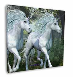 White Unicorns Square Canvas 12"x12" Wall Art Picture Print