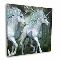 White Unicorns Square Canvas 12"x12" Wall Art Picture Print