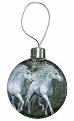 White Unicorns Christmas Bauble