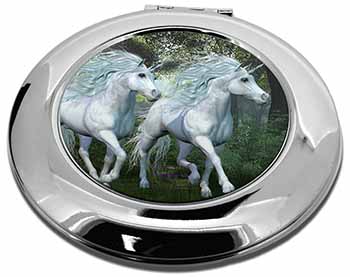 White Unicorns Make-Up Round Compact Mirror