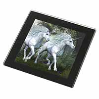 White Unicorns Black Rim High Quality Glass Coaster