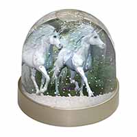 White Unicorns Snow Globe Photo Waterball