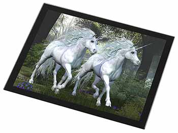 White Unicorns Black Rim High Quality Glass Placemat