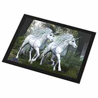 White Unicorns Black Rim High Quality Glass Placemat