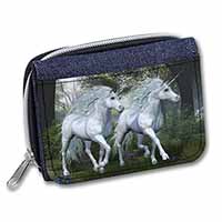 White Unicorns Unisex Denim Purse Wallet