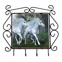 White Unicorns Wrought Iron Key Holder Hooks