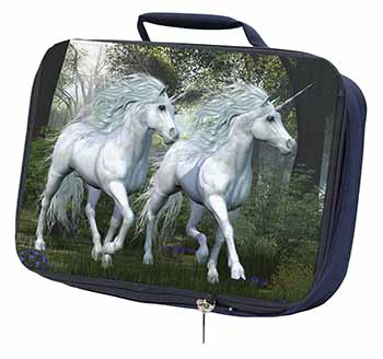 White Unicorns Navy Insulated School Lunch Box/Picnic Bag