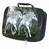 White Unicorns Navy Insulated School Lunch Box/Picnic Bag