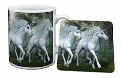 White Unicorns Mug and Coaster Set