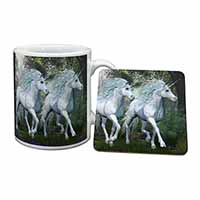 White Unicorns Mug and Coaster Set
