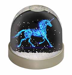 Blue Fire Unicorn Print Snow Globe Photo Waterball