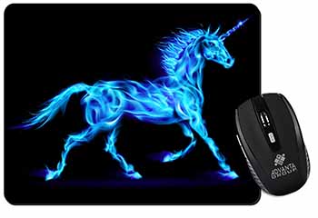 Blue Fire Unicorn Print Computer Mouse Mat