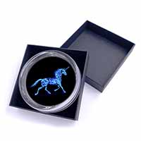 Blue Fire Unicorn Print Glass Paperweight in Gift Box