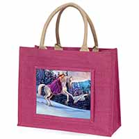 Unicorn, Owl & Fairy Large Pink Jute Shopping Bag