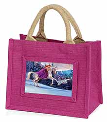 Unicorn, Owl & Fairy Little Girls Small Pink Jute Shopping Bag