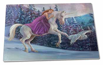 Large Glass Cutting Chopping Board Unicorn, Owl & Fairy