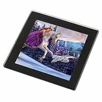 Unicorn, Owl & Fairy Black Rim High Quality Glass Coaster