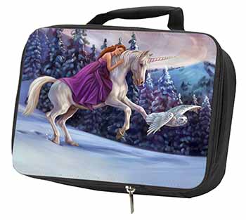 Unicorn, Owl & Fairy Black Insulated School Lunch Box/Picnic Bag