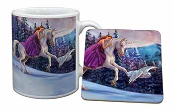 Unicorn, Owl & Fairy Mug and Coaster Set