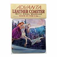 Unicorn, Owl & Fairy Single Leather Photo Coaster