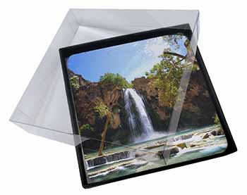 4x Waterfall Picture Table Coasters Set in Gift Box