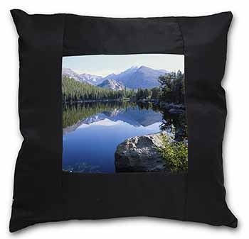 Tranquil Lake Black Satin Feel Scatter Cushion