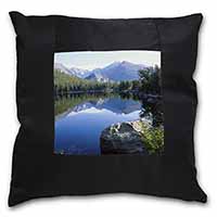 Tranquil Lake Black Satin Feel Scatter Cushion