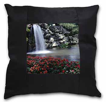 Tranquil Waterfall Black Satin Feel Scatter Cushion