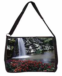 Tranquil Waterfall Large Black Laptop Shoulder Bag School/College