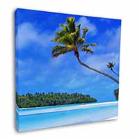 Tropical Paradise Beach Square Canvas 12"x12" Wall Art Picture Print