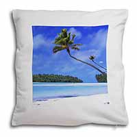 Tropical Paradise Beach Soft White Velvet Feel Scatter Cushion