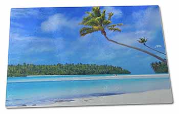 Large Glass Cutting Chopping Board Tropical Paradise Beach