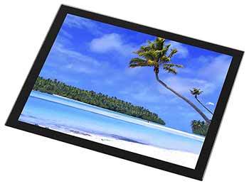 Tropical Paradise Beach Black Rim High Quality Glass Placemat