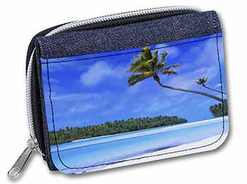 Tropical Paradise Beach Unisex Denim Purse Wallet