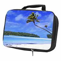 Tropical Paradise Beach Black Insulated School Lunch Box/Picnic Bag